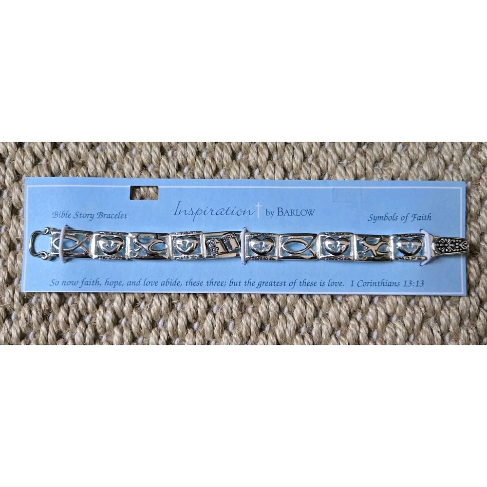Inspiration By Barlow Symbols Of Faith Bible Story Silver Toned Bracelet 7" NWOT